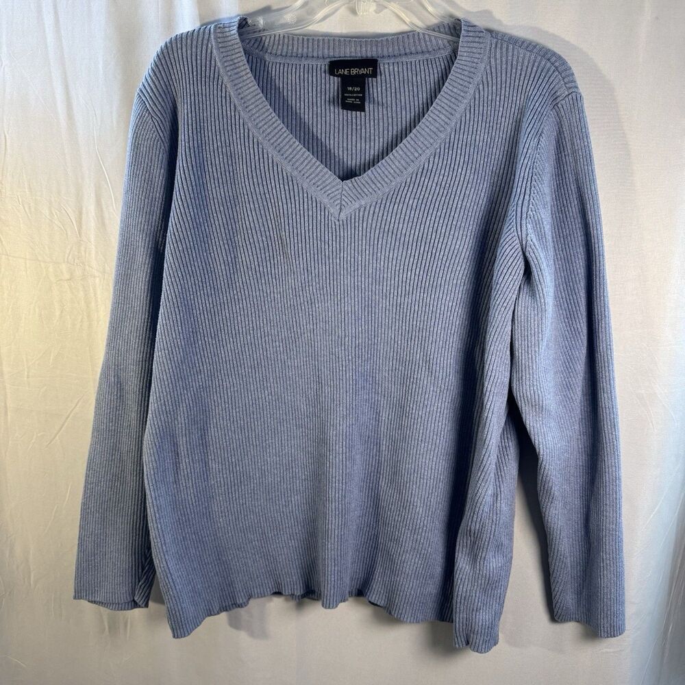 Lane Bryant Light Blue Ribbed V-Neck Long Sleeve Sweater Women’s 18/20 Plus